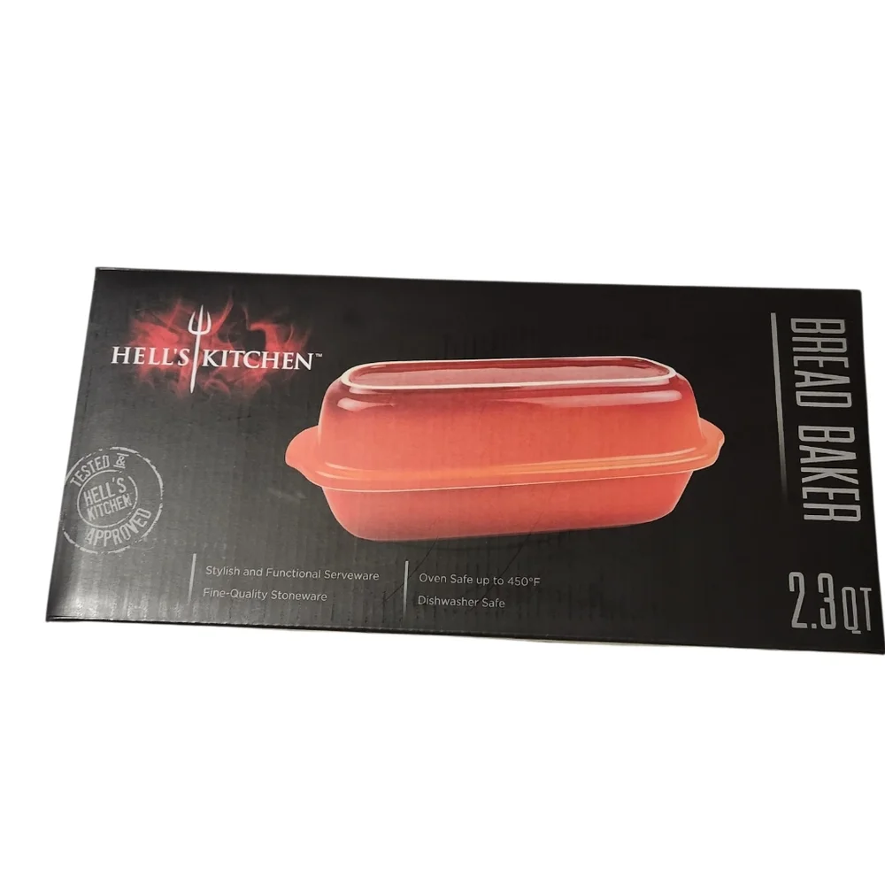 NIB Hells Kitchen Artisan Bread Baker Gordon Ramsey 2.3 Quart Stoneware Orange